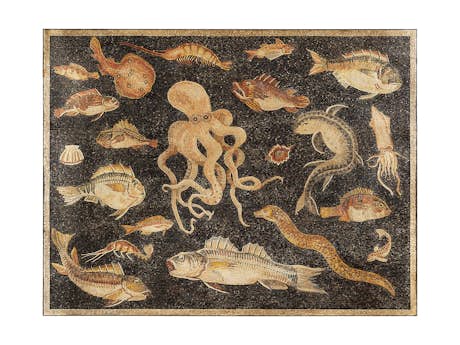 Mosaik mit Fischen und Kraken